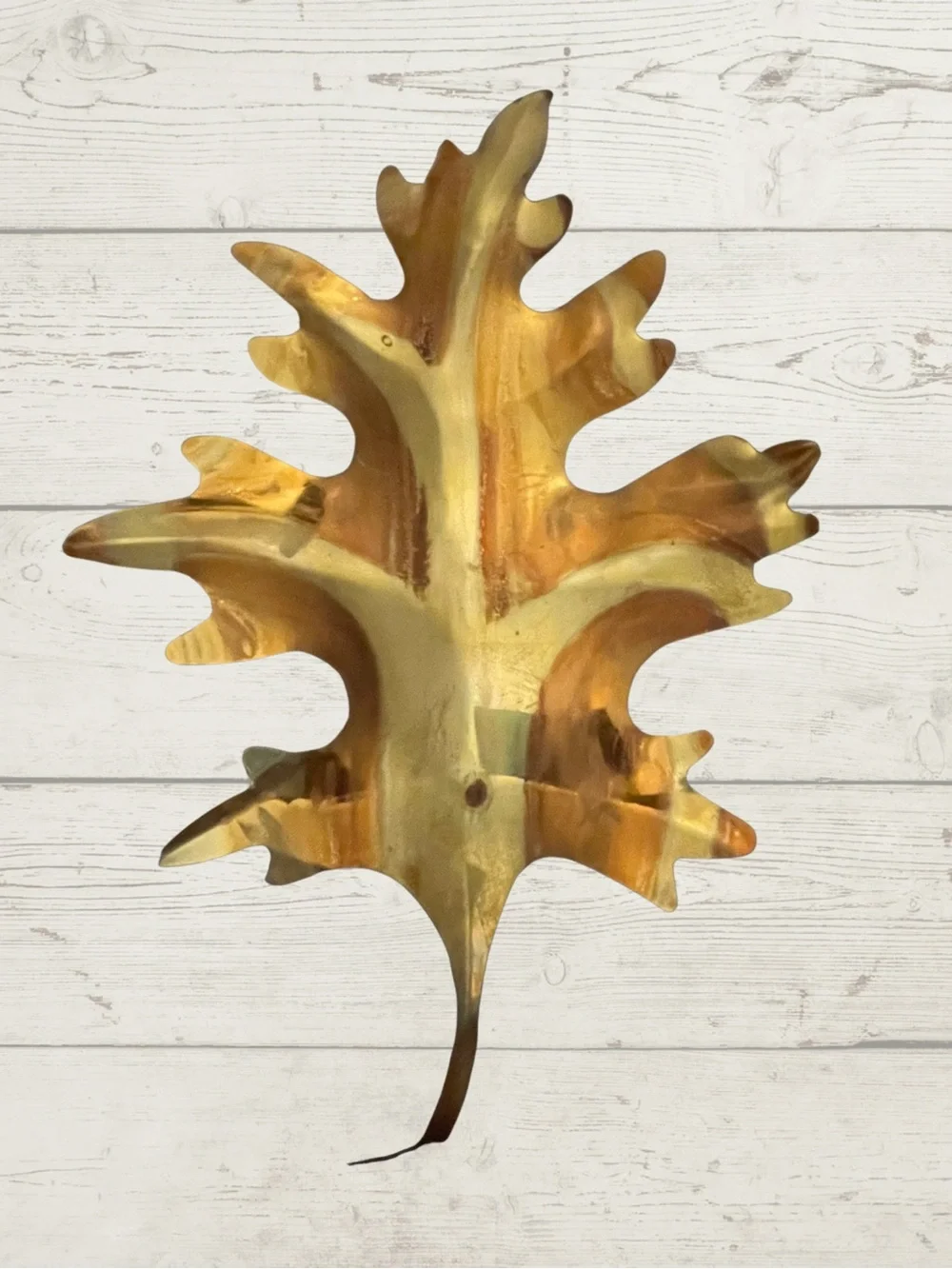 Vintage Set of 3 MCM Brass Oak Leaf Wall Art Hanging 3D Metal Plaques 8